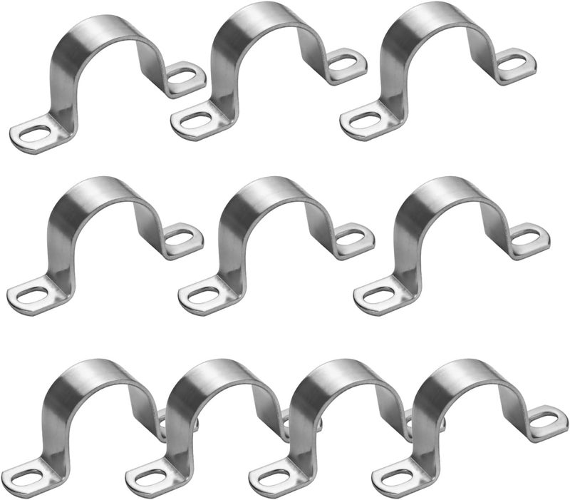PEROMI 10 PCS 35mm Heavy Duty U-Tube Strap Clamp-2 Hole,Stainless Steel-304 Rigid U-Bracket Pipe Strap Clamp Hanger Fastener ID 1 3/8" - Image 1